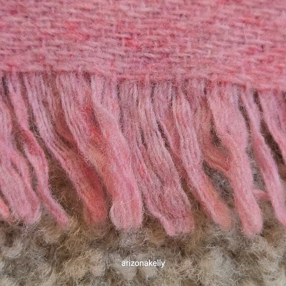 J. Crew Wool Large Square Scarf Pink Vibrant Colors - Picture 10 of 15